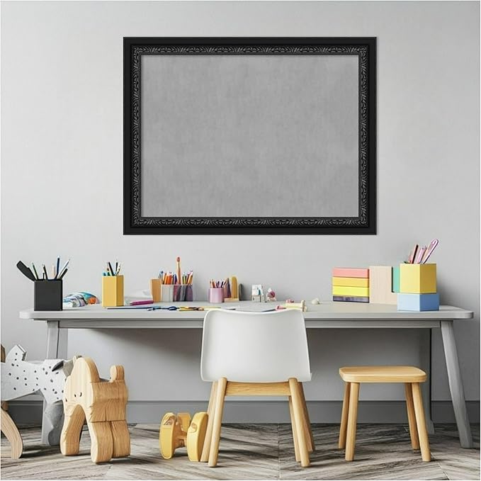 Amanti Art Black Framed Magnetic Board 22x28 Medium Vision Board for use with Magnets, 100% Metal Sheet to Display Items as Office Decor or for Home Organization in mudroom, Kitchen or Kids Room