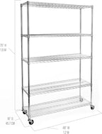 Seville Classics UltraDurable Heavy Duty NSF Solid Steel Wire Rack Storage Unit Organizer for Garage, Warehouse, Office, Restaurant, Classroom, Kitchen, 5-Tier Shelving, 48" W x 18" D