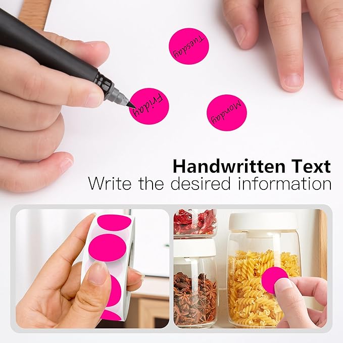 Fluorescent Pink 1 Inch Round Color Coding Labels with 4000 Dots, 4 Rolls - Bright Color Dot Stickers for File Folders, Inventory System - Highly Visible