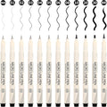 CHARSOCO Black Micro Pens Set - 12 Sizes (0.23mm to 5mm), Waterproof Archival Ink, Fine Point Pens for Artists, Illustrators, Sketching, Anime, Manga & Technical Drawing