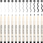CHARSOCO Black Micro Pens Set - 12 Sizes (0.23mm to 5mm), Waterproof Archival Ink, Fine Point Pens for Artists, Illustrators, Sketching, Anime, Manga & Technical Drawing