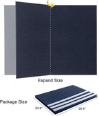 Thickened Bulletin Board - 47 x 35 Inches, Decorative Felt Board Pin Board for Wall - 4' x 3' Foldable Photo Display Board with Self-Adhesive Tape, Includes 20 Push Pins - Dark Blue