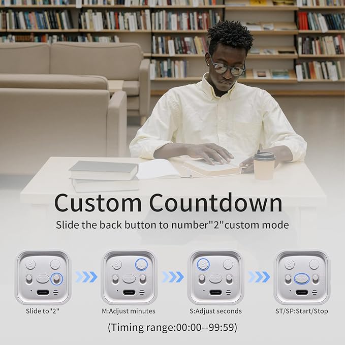 Productivity Timer Flip Gravity Sensor Cube Timer Countdown & Countup,Mute & Vibrate & Sound，5/10/30/60min & Custom Timing, Perfect for ADHD,Work,Learning,Kitchen Cooking (3, Black+White+Blue)