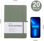 LYDTICK 20 Pack Journals for Writing College Ruled Notebooks Journal in Bulk, Hardcover Notebooks (200Pages) for Note Talking, Lined Bullet Journals for Home School Office, 5.7"x8.4", Olive Green
