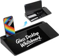Glass Desktop Whiteboard with Wireless Charger & Storage, Desk Dry Erase Note Memo Board, Compact Desk Organizer for Desk, Office, School Supplies, Black, 2026