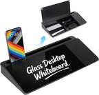 Glass Desktop Whiteboard with Wireless Charger & Storage, Desk Dry Erase Note Memo Board, Compact Desk Organizer for Desk, Office, School Supplies, Black, 2026