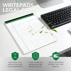KAISA Legal Notepads 8.5"x11.75"，12pads note pads Writing Pads Recycled Paper, Wide Ruled Perforated 50 sheets Hard Back Notepads 8-1/2"x 11-3/4" Writing Tablet Canary For Office Supplies (Pack of 12pc) KSU-5293