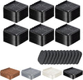 Furniture Risers, 6 Pack Bed Risers with Non-Slip Grip and Heavy Duty Support, 1 Inch 2 Inch 3 Inch 4 Inch Height Lift for Couch, Sofa, Table, Desk, Chair, Refrigerator - Black, 1+1 Inch