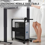 Bfttlity PC Stand Computer Tower Stand 2-Tier Metal CPU Holder with Locking Caster Wheels Suitable for Most PC (Black, L)