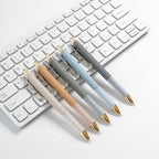 Linbsunne Ballpoint Pens Black Medium Point 1mm Pen with Super Soft Grip Ball Point Pen for Men Women Retractable Pens (gold-12 pcs)