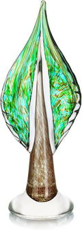 QFkris Blown Glass Tree of Life Leaf Sculpture for Home Decor, 12inch Hand Blown Glass Art Decorative Statue for Book Shelf Living Room Office Desk Home Decoration Accents Collectible Figurines