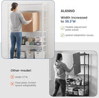 ALANNG 40" W Foldable 5-Tier Storage Shelves with Wheels, Adjustable & Removable Metal Rack, Heavy Duty Rolling Organizer for Kitchen, Garage, Closet, Pantry, and Office (White,3 Pack)