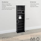 Prepac Narrow Cabinet Media Storage, Slim Barrister Tower, Black