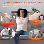 SUDAHIA 3-in-1 Electric Back Massager Pillow with Heat, Vibration and Traction, Triple Fusion Back Massager Bed and Chair Use, Lumbar Support Pillow for Lower Back Comfort and Spine Support (Gray)