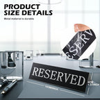 Peryiter 12 Pcs Table Top Reserved Sign Metal Reserved Table Tent Signs Double Sided Guest Reservation Seat Indicators for Wedding Restaurant Family Ceremony Events, 5.91 x 3.15 Inches(Black)