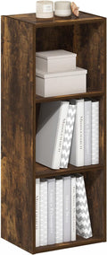 Furinno LUDER Book Shelf, 3-Cube Bookshelf, Bookcase with Open Shelves, 9.3 x 12 x 31.5, for Living Room, Bedroom, Home Office, Amber Pine