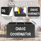 XPH Chaos Coordinator Black Pen Pencil Holder Organizer for Desk, Thank You Gifts for Women Men Coworkers Boss Leader Manager, Appreciation Gifts Wooden Box Sign for Office Tabletop Decorations