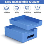 AZFUNN Letter-Size Tray Desk Letter Tray Paper Tray, Sturdy Heavy-Duty Plastic Printer Paper Tray, Single-Tier Stackable File Storage Organizer for Office Home (1, Blue)