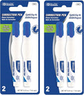 BAZIC Products Correction Pen - Corrections Fluid, Precise Metal Tip White Out, Ideal for School & Office Supplies, Alternative to Correction Solution, 2/Pack, 2-Packs