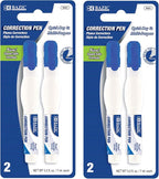 BAZIC Products Correction Pen - Corrections Fluid, Precise Metal Tip White Out, Ideal for School & Office Supplies, Alternative to Correction Solution, 2/Pack, 2-Packs