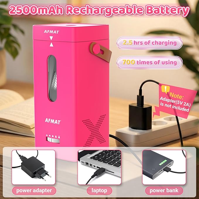 AFMAT Electric Pencil Sharpener, Fully Automatic Pencil Sharpener, Auto in & Out, Rechargeable Hands-Free Sharpeners for Jumbo & Colored Pencils (6.5-12mm), Portable for Home/Classroom/Office PSC6