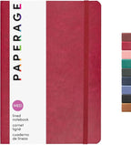 PAPERAGE Softcover Lined Journal Notebook (Red), 160 Pages, Medium College Ruled Notebook, 5.6 inches x 7.9 inches - 100 GSM Thick Premium Paper, Soft Vegan Leather Journal for Home, Work & School