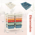 LDAILY 12 Drawer Rolling Storage Cart, Craft Cart Organizer on Wheels w/Metal Frame, Large Capacity & Smooth Drawer, Rolling Cart w/Drawers for Classroom, Office