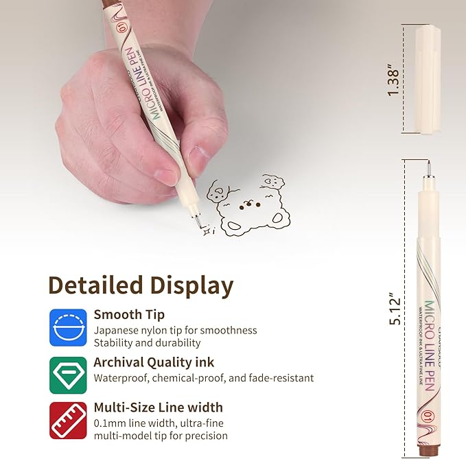 CHARSOCO 01 Micro Fine Point Pen Set - 24 Waterproof Archival Ink Colors, 0.25mm Fineliner Pens for Art Illustrations, Sketching, Anime, Manga, Technical Drawings & Scrapbooking-fan