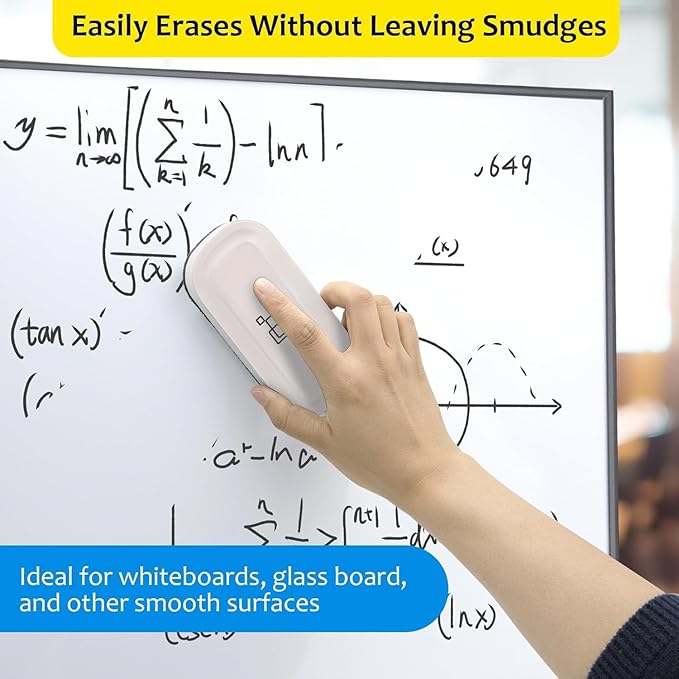 maxtek Magnetic Dry Erase Eraser, Glass Board Erasers, 1 Pack, Whiteboard Eraser for Dry Erase Board, Glass Board, Calendar Board, Office and School Supplies (Pure White)