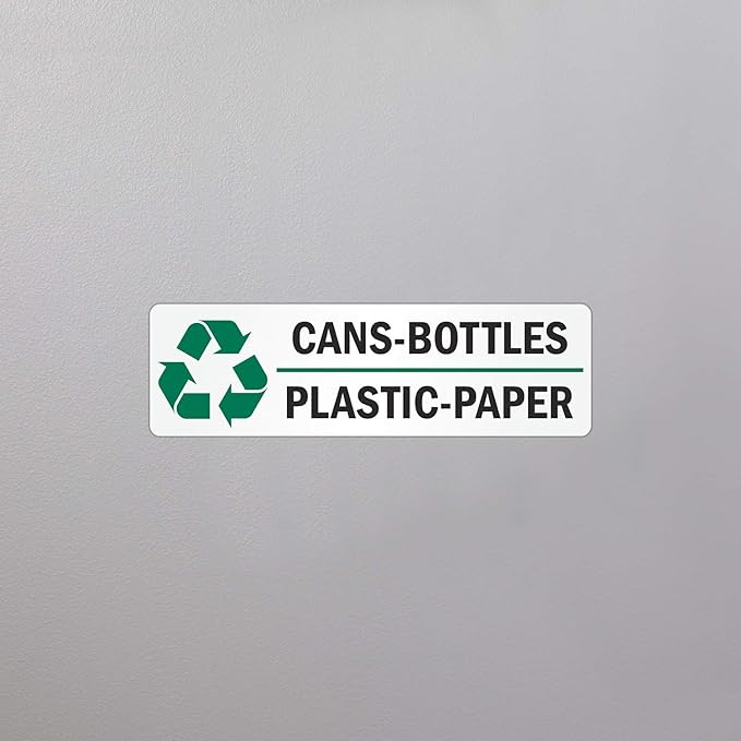SmartSign Cans-Bottles-Plastic-Paper Pack of 5 Recycle Labels | 3" x 10" Laminated Vinyl, Made in USA