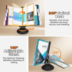 Antner 10-Pocket Desktop Reference & Display System with 360° Adjustable Base, Fast Flip & Find Desk Reference Organizer, A4/Letter Size 10 Double-Sided Panels with 5-Color Borders & Index Tabs, Black