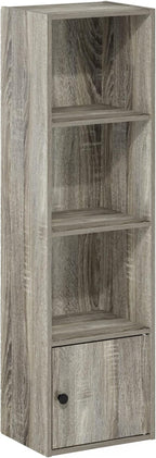 Furinno Luder Shelf Bookcase with 1 Door Storage Cabinet, French Oak