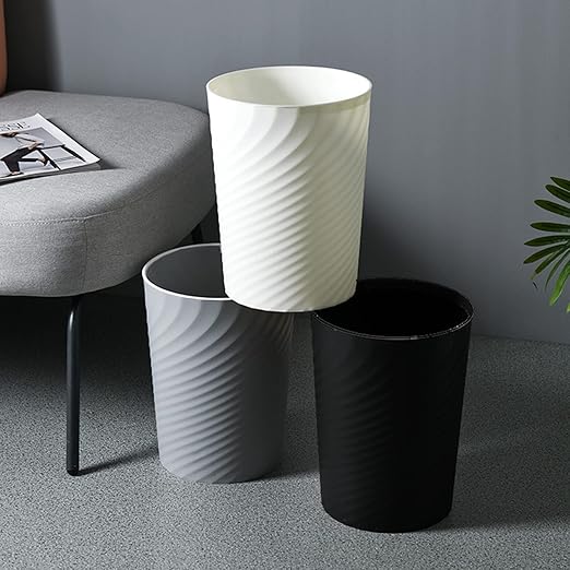HOLTPHILI Bathroom Trash Can 1.8 Gallon Small Waste Basket Garbage Can for Dorm Kitchen Toilet Office Bedroom, 2 Pack White