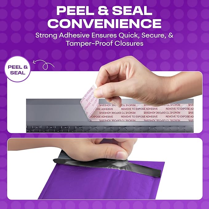 Purple Small Poly Bubble Mailers 6x10 inch #0 | Self Seal Padded Envelopes | Cushioned Bubble Mailer | Usable Size 6x9 | WaterProof | Lightweight mailing Shipping Bags | 500 Pack Bulk