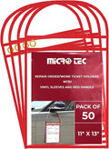 MICRO TEC Repair Order/Work Ticket Holders – Heavy-Duty Vinyl Sleeves with Red Handle – 11" x 13" for Automotive Repair Orders, Job Tickets, Documents – Pack of 50 – Clear w/Red Handle