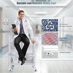 Medical Carts with Wheels 2 Tier Mobile Esthetician Cart 220 LBS Load Hospital Trolley Cart for Ultrasound Scanner Utility Cart with Bucket Sharp Box Storage Basket for Beauty Salon Dental Clinic Home