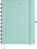 BEZEND 2026 Planner Weekly and Monthly (8.5" x 11" Spiral) Daily Calendar with Hourly Timeslots & Tab (Jan-Dec) Note & Expenses, Pen Holder, Inner Pocket, Vegan Leather Softcover - Mint Green