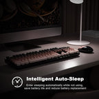 MOFII Wireless Keyboard and Mouse Combo, Full Size 2.4G Plug and Play Typewriter Retro Round Computer Keyboard and Mouse Set for Windows, Computer, Desktop, PC, Notebook - (BlackBerry Gradient)