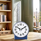 Tinload 4.3" No Ticking Analog Alarm Clock,Silent Readable for Seniors,Easy to Set,Gradual Rise Alarm,Big Numbers,On/Off Switch on Side,Gentle Wake,Snooze,Lighted on Demand,Battery Operated,Blue