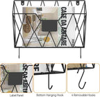 CADUKE 6 Pack Wall File Organizer, Metal Hanging Folder Holder Mail Magazine Organizer Wall Mounted with Hooks & Label Panels for Office Home, Black