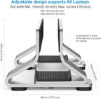 Psitek Aluminum Vertical Laptop Stand Dock Holder, Adjustable Slot Width 12-42mm, Space-Saving Upright Storage for MacBook and Laptops