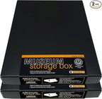 Lineco Museum Archival Storage Box, 9.75x12.75x1.5 in. Drop Front Design. Acid-Free with Metal Edge. Organize Photos, Pictures, Prints, Documents, Crafts, DIY. Black, 2 Pack