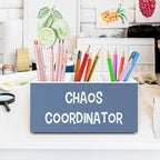 XPH Chaos Coordinator Blue Pen Pencil Holder Organizer for Desk, Thank You Gifts for Women Men Coworkers Boss Leader Manager, Appreciation Gifts Wooden Box Sign for Office Tabletop Decorations