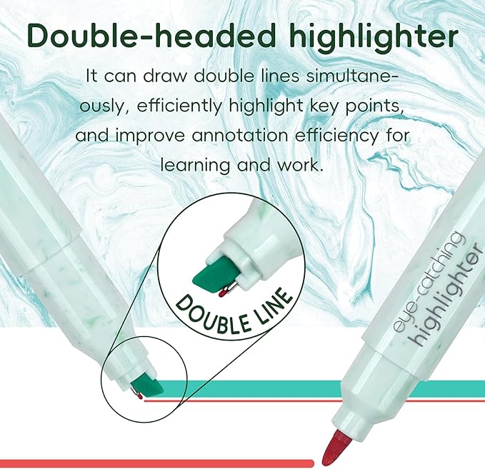 Techjob Aesthetic Highlighters 6 Pack Dual Tips,Double Line Highlighters Assorted Colors, Home and Office Use, Teacher Supplies, Ideal Highlighter for Organizing and Coloring