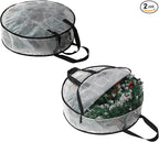 PWRSC 2 Pack Wreath Storage Bag, Summer, Christmas Decoration Garland Container, 24 Inch Clear Door Wreath Organizers, Moving Boxes, Packing Supplies for College