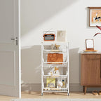 NiuYichee 5-Layer Fruit Basket Kitchen Food Storage Organizer and Storage Rack, Stackable Storage cart with Desktop, Pull-Out Hollow Metal Storage Basket, Wheeled Sorting Rack Spice Rack