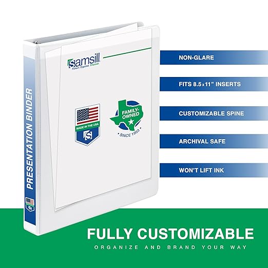 Samsill 3 Inch 3 Ring Binders, Made in USA, Economy Round Ring, Clear View Cover, 550 Sheet Capacity - for School, Home, Office - White, 12 Pack