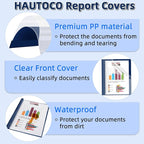 HAUTOCO 12 Pack Plastic Report Covers with 3-Prong Fasteners Clear Front Resume Portfolio Folder for 8.5x11 Letter Size Paper, Presentation Document Report Folders for Office School Use, Navy Blue