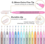 HANKU 0.38mm Fine Point Pen,16 Pack Colored Fineliner Bible Pens No Bleed Through,Extra Fine Tip Marker Pens for Bullet Journaling,Planner,Coloring,Bible Study Back to School Office Supplies