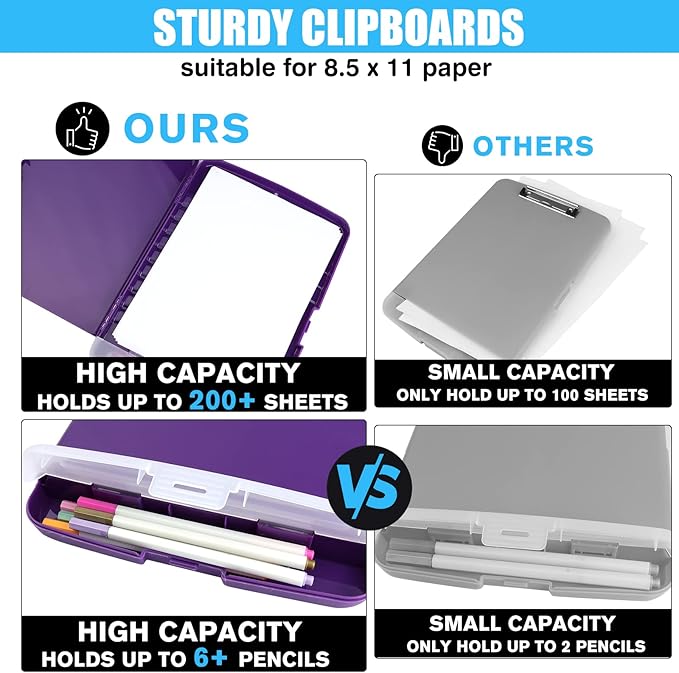 Purple Clipboard with Storage,TFDLCG zm Clip Boards with Storage Compartments,8.5 x 11 High Capacity Folio Nursing Clipboard Case,A4 Letter Size for Office,School Home Work